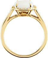 14K Gold Round Natural White Opal & Natural Diamond Halo-Style Ring – 8mm Stones - Yellow Gold - view 2
