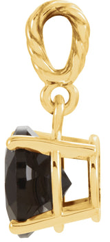 14K Gold Round Natural Black Onyx Rope Pendant - Yellow Gold - view 2