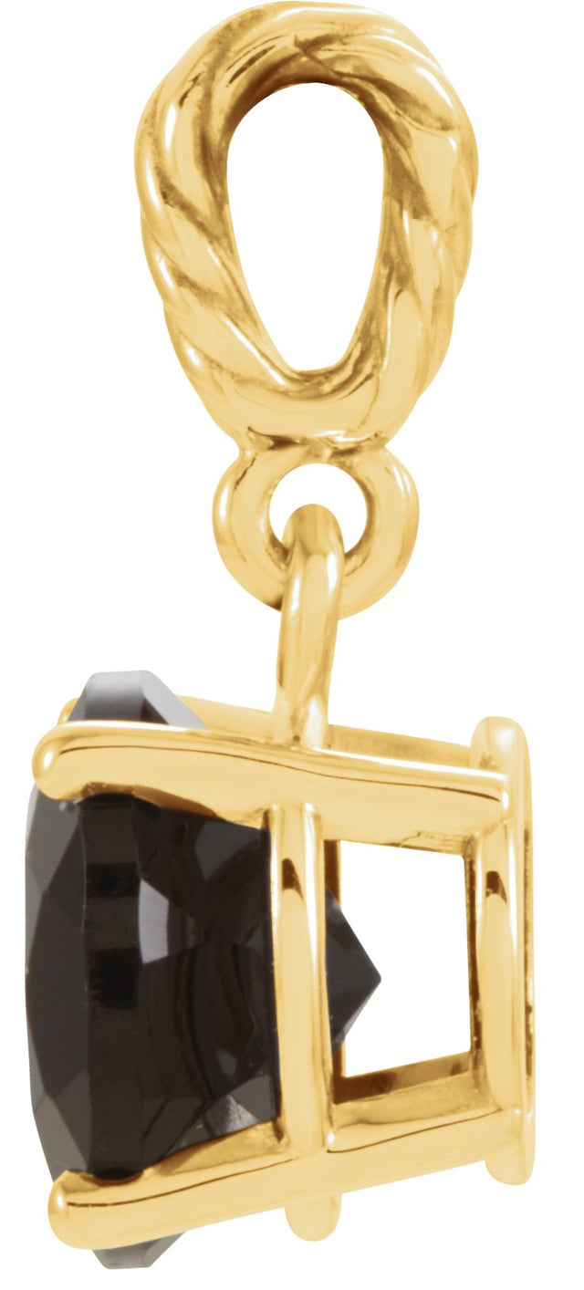 14K Gold Round Natural Black Onyx Rope Pendant - Yellow Gold - view 2