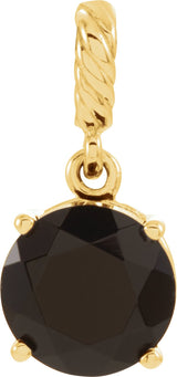 14K Gold Round Natural Black Onyx Rope Pendant - Yellow Gold