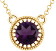 14K Gold Natural Amethyst Milgrain Bezel-Set Birthstone Necklace - Yellow Gold