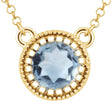 14K Gold Natural Aquamarine Milgrain Bezel-Set Birthstone Necklace - Yellow Gold