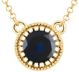 14K Gold Natural Blue Sapphire Milgrain Bezel-Set Birthstone Necklace - Yellow Gold