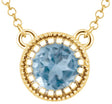 14K Gold Natural Swiss Blue Topaz Milgrain Bezel-Set Birthstone Necklace - Yellow Gold