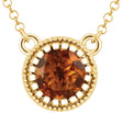 14K Gold Natural Citrine Milgrain Bezel-Set Birthstone Necklace - Yellow Gold