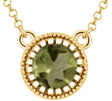 14K Gold Natural Peridot Milgrain Bezel-Set Birthstone Necklace - Yellow Gold