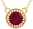 14K Gold Natural Ruby Milgrain Bezel-Set Birthstone Necklace - Yellow Gold