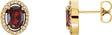 14K Gold Oval Natural Mozambique Garnet & Natural Diamond Halo-Style Earrings – 7x5mm - Yellow Gold
