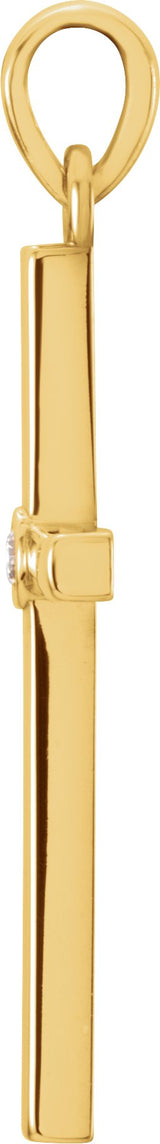 14K Gold Round Natural Diamond Cross Pendant – up to 0.01 CTW - Yellow Gold - view 4