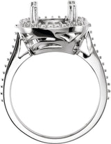 14K Gold Elongated Cushion Natural Smoky Quartz & Natural Diamond Halo-Style Ring - view 4