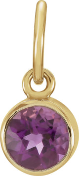 14K Gold Round Amethyst Simulated Birthstone Pendant - Yellow Gold