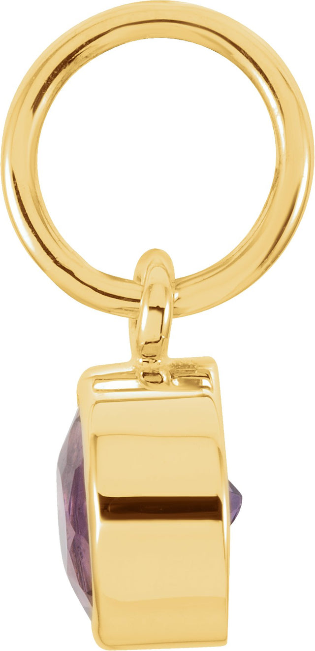 14K Gold Round Amethyst Simulated Birthstone Pendant - Yellow Gold - view 2