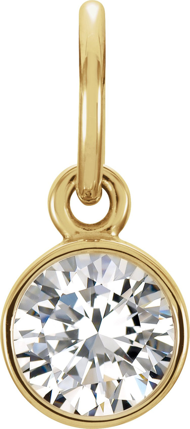 14K Gold Round Diamond Simulated Birthstone Pendant - Yellow Gold