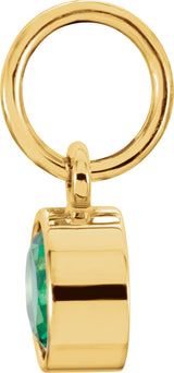14K Gold Round Emerald Simulated Birthstone Pendant - Yellow Gold - view 2