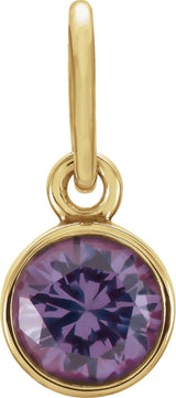 14K Gold Round Alexandrite Simulated Birthstone Pendant - Yellow Gold