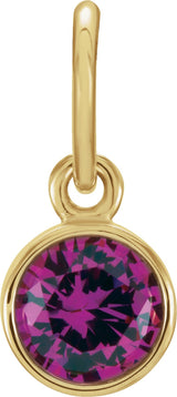 14K Gold Round Ruby Simulated Birthstone Pendant - Yellow Gold