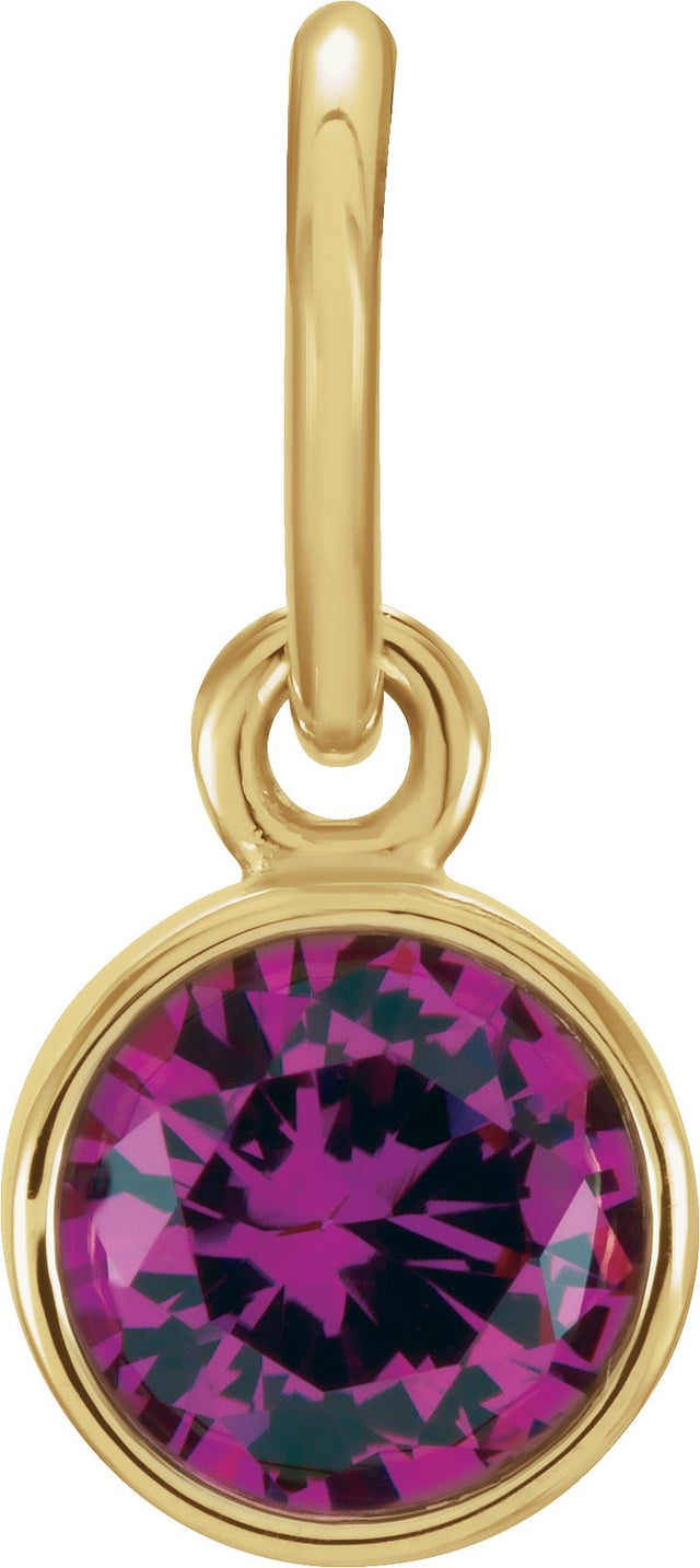 14K Gold Round Ruby Simulated Birthstone Pendant - Yellow Gold