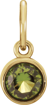 14K Gold Round Peridot Simulated Birthstone Pendant - Yellow Gold