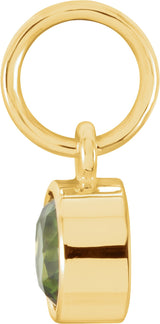 14K Gold Round Peridot Simulated Birthstone Pendant - Yellow Gold - view 2