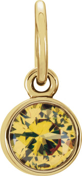 14K Gold Round Citrine Simulated Birthstone Pendant - Yellow Gold