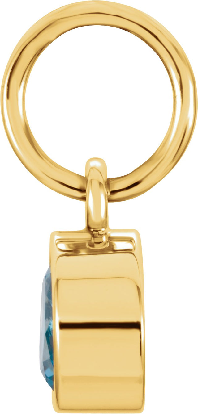 14K Gold Round Blue Zircon Simulated Birthstone Pendant - Yellow Gold - view 2
