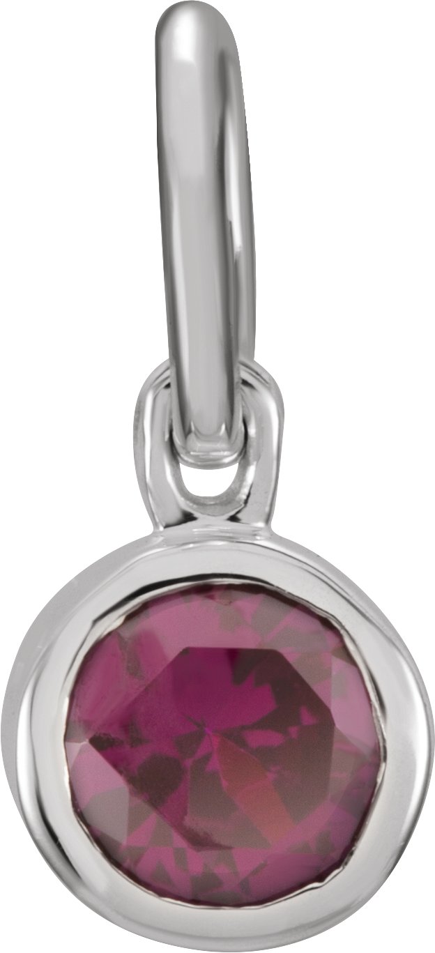 14K Gold Round Garnet Simulated Birthstone Pendant - White Gold - view 2