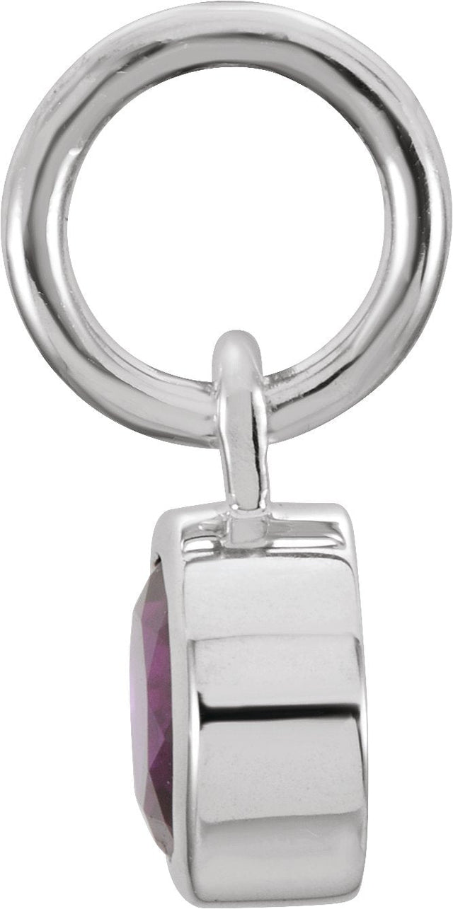 14K Gold Round Garnet Simulated Birthstone Pendant - White Gold - view 3