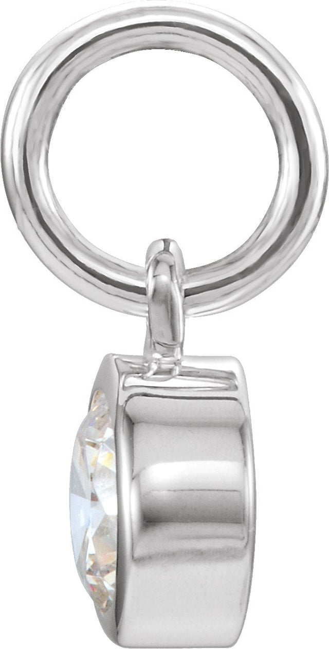 14K Gold Round Diamond Simulated Birthstone Pendant - White Gold - view 2