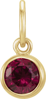 14K Gold Round Garnet Simulated Birthstone Pendant - Yellow Gold