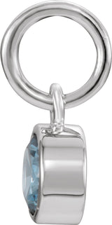 14K Gold Round Blue Zircon Simulated Birthstone Pendant - White Gold - view 2