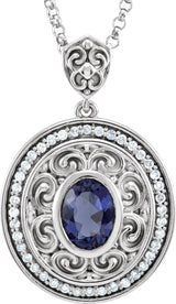 14K Gold Oval Natural Diamond Sculptural Necklace