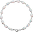 14K Gold Oval Lab-Grown White Opal Line Bracelet