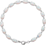 14K Gold Oval Lab-Grown White Opal Line Bracelet