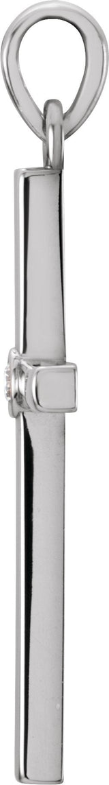 Platinum Round Natural Diamond Cross Pendant - view 4