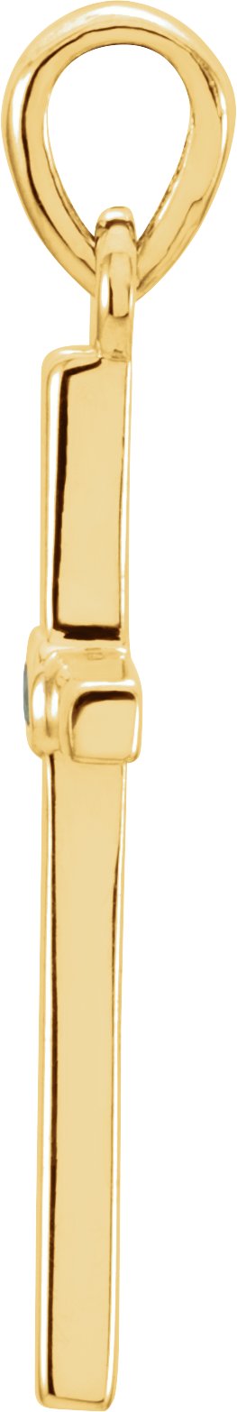 14K Gold Round Natural Emerald Cross Pendant - Yellow Gold - view 4