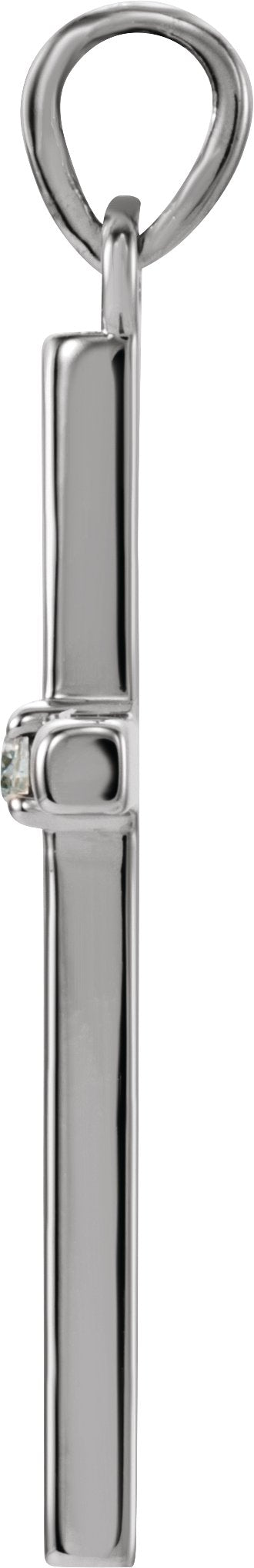 Platinum Round Natural Diamond Birthstone Cross Pendant - view 4