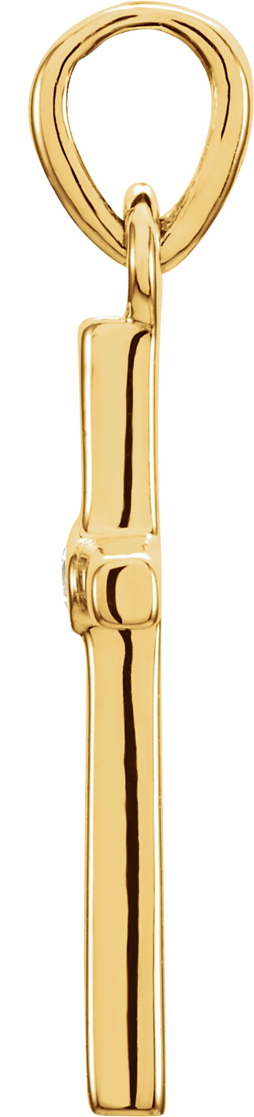 14K Gold Round Natural Diamond Cross Pendant – up to 0.01 CTW - Yellow Gold - view 4