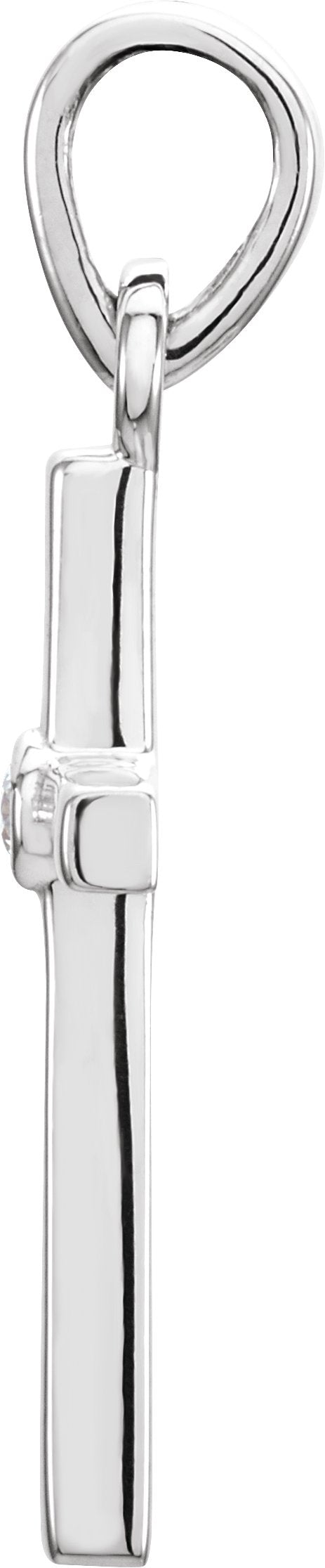 14K Gold Round Natural Diamond Cross Pendant – up to 0.01 CTW - White Gold - view 4