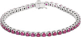Platinum Round Natural Ruby Line Bracelet – 3mm Stones