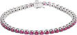 14K Gold Round Natural Ruby Line Bracelet – 3mm Stones - White Gold