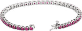 14K Gold Round Natural Ruby Line Bracelet – 3mm Stones - White Gold - view 2
