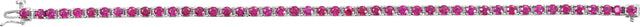 14K Gold Round Lab-Grown Ruby Line Bracelet II - White Gold - view 2