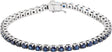 14K Gold Round Lab-Grown Blue Sapphire Line Bracelet II - White Gold