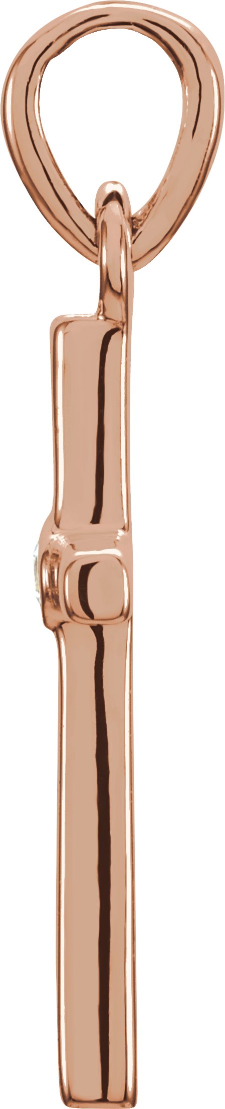 14K Gold Round Natural Diamond Cross Pendant – up to 0.01 CTW - Rose Gold - view 4