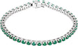 Platinum Round Natural Emerald Line Bracelet – 3mm Stones