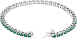 14K Gold Round Natural Emerald Line Bracelet – 3mm Stones - White Gold - view 2