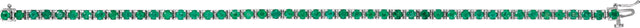 14K Gold Round Natural Emerald Line Bracelet – 3mm Stones - White Gold - view 3