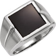 14K Gold Square Natural Black Onyx Solitaire Ring