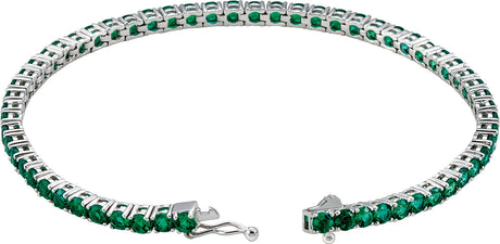 14K Gold Round Lab-Grown Emerald Line Bracelet – 3mm Stones - view 2