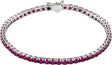 14K Gold Round Lab-Grown Ruby Line Bracelet – 3mm Stones